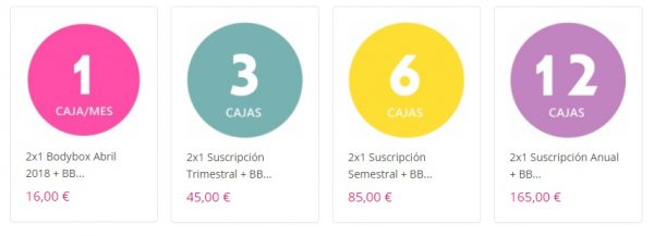 Opciones de suscripcion bodybox
